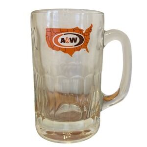 A&W Root Beer Mug Glass USA Map Logo Restaurant Advertising‎ Collectible